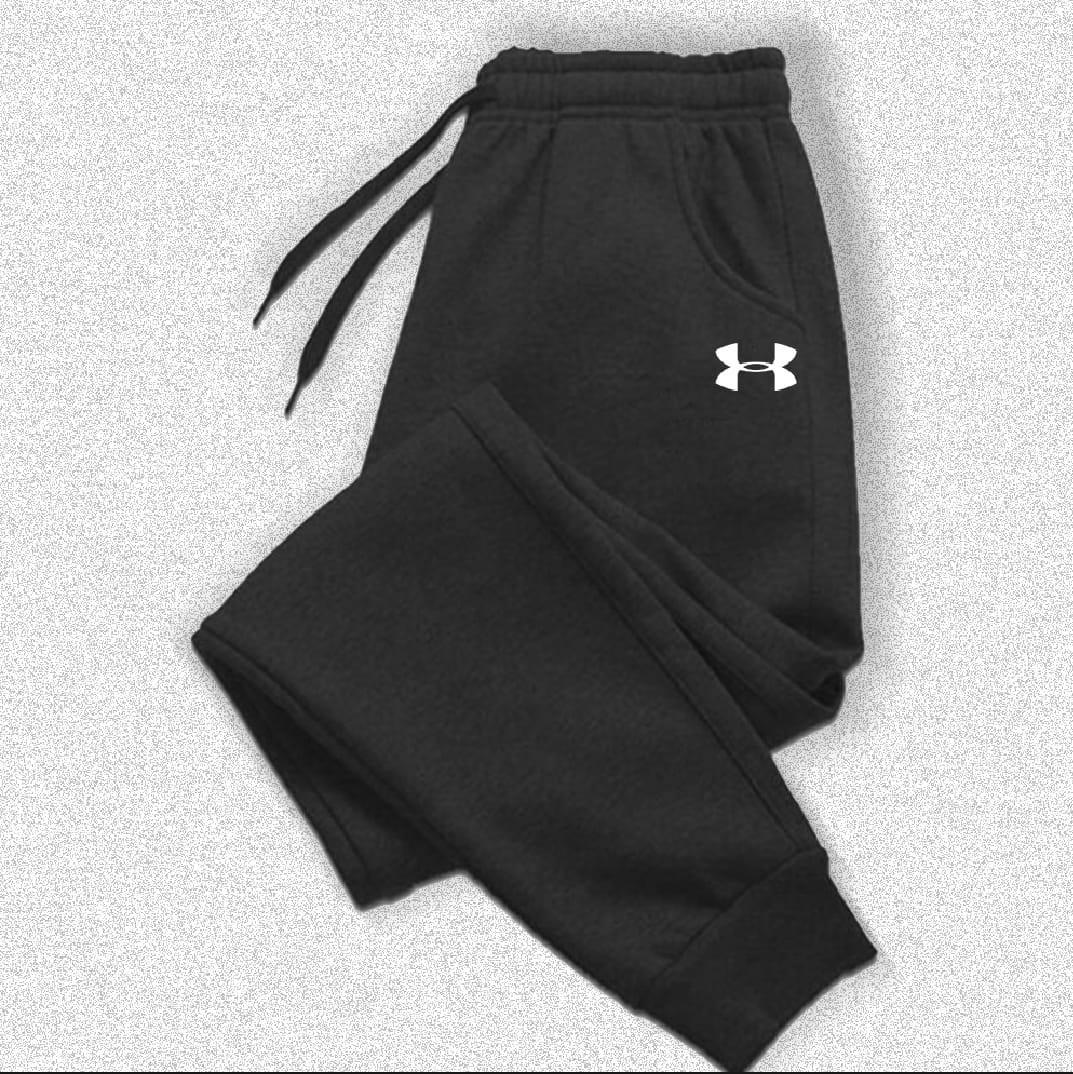 Men's Plain Black Polyester Jogger Pants - 1 Pc