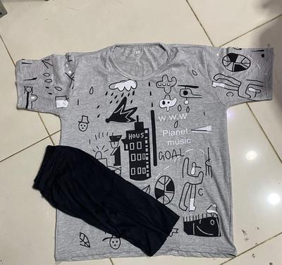 2 Pcs Women's Stitched Cotton Jersey Printed Night Suit