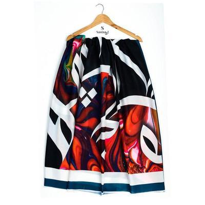 1 Pc Women's Stitched Silk Calligraphy Printed Dupatta